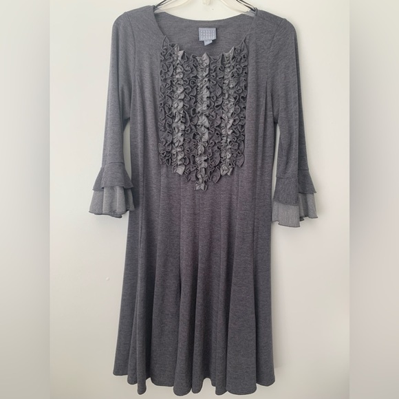 Rabbit Rabbit Rabbit Design Gray/Grey A-line Dress with ruffles size 10 - Picture 2 of 5